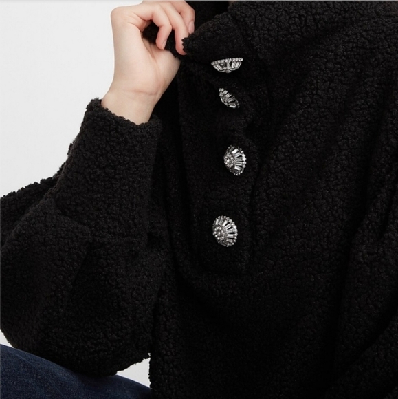 Express Black Cowl Neck Sweater with Textured Knit and Long Sleeves - Picture 3 of 14